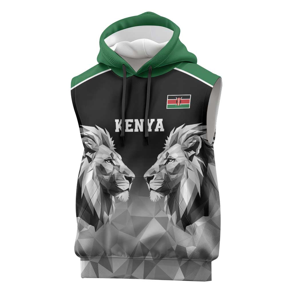 Kenya Rugby Custom Sleeveless Hoodie Black Kenyan 22-23 Motif - Wonder Print Shop