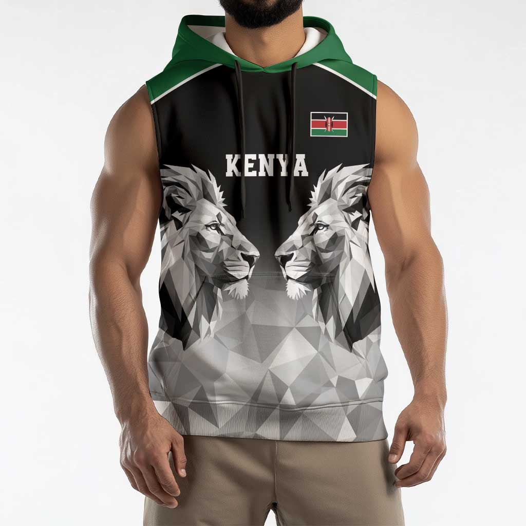 Kenya Rugby Custom Sleeveless Hoodie Black Kenyan 22-23 Motif - Wonder Print Shop