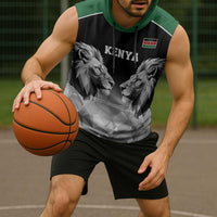 Kenya Rugby Custom Sleeveless Hoodie Black Kenyan 22-23 Motif - Wonder Print Shop