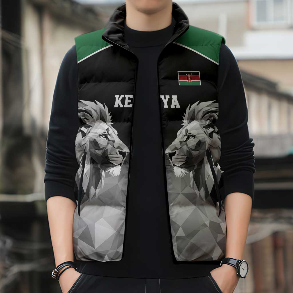 Kenya Rugby Custom Sleeveless Puffer Jacket Black Kenyan 22-23 Motif - Wonder Print Shop