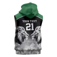 Kenya Rugby Custom Sleeveless Zip Hoodie Black Kenyan 22-23 Motif - Wonder Print Shop