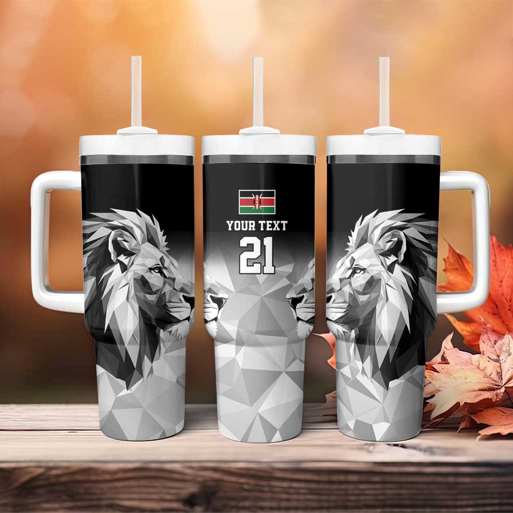 Kenya Rugby Custom Tumbler With Handle Black Kenyan 22-23 Motif - Wonder Print Shop