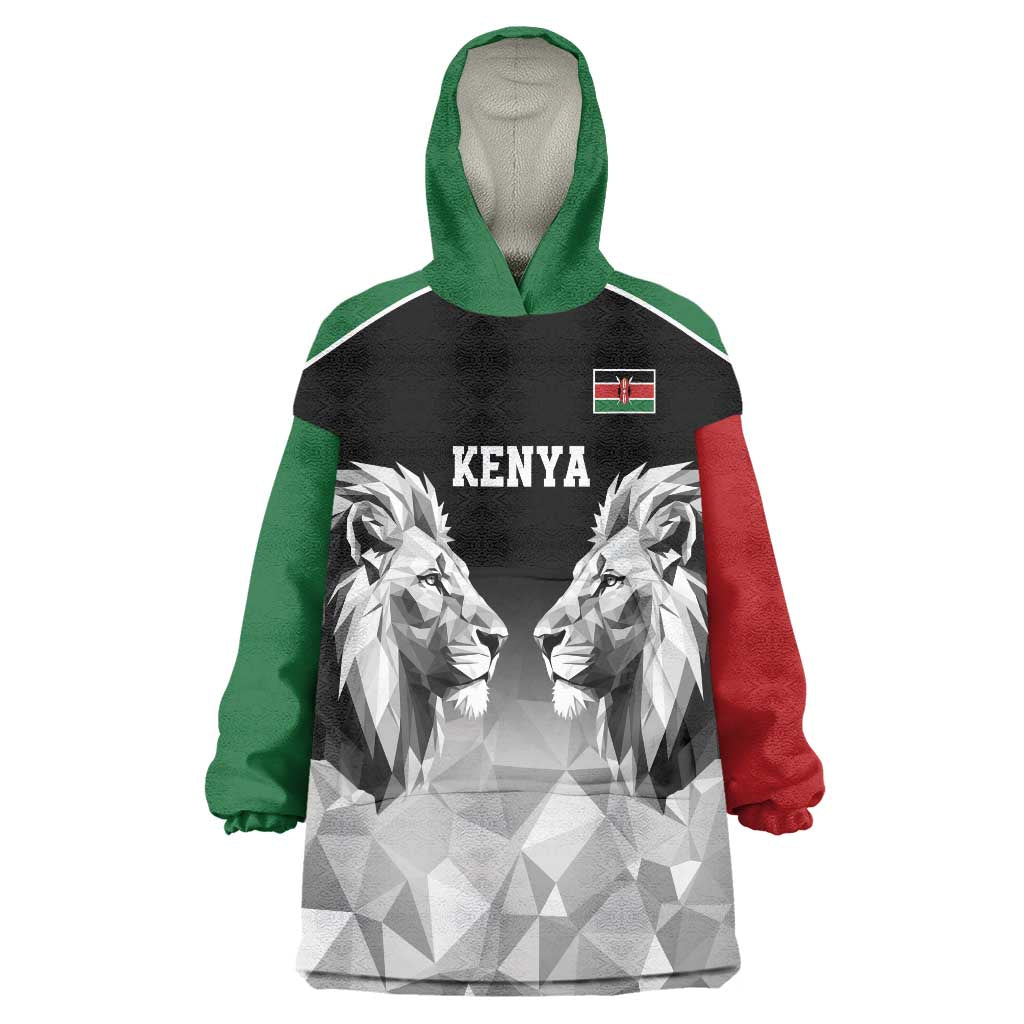 Kenya Rugby Custom Wearable Blanket Hoodie Black Kenyan 22-23 Motif - Wonder Print Shop