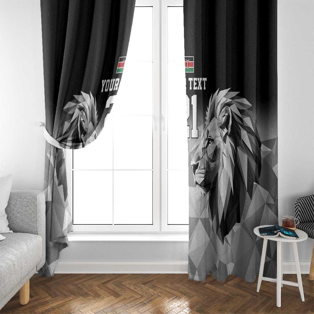 Kenya Rugby Custom Window Curtain Black Kenyan 22-23 Motif - Wonder Print Shop