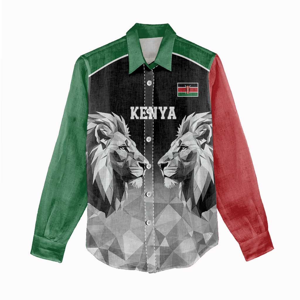 Kenya Rugby Custom Women Casual Shirt Black Kenyan 22-23 Motif - Wonder Print Shop