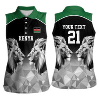 Kenya Rugby Custom Women Sleeveless Polo Shirt Black Kenyan 22-23 Motif - Wonder Print Shop