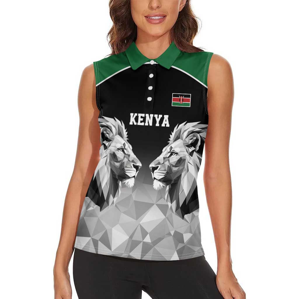 Kenya Rugby Custom Women Sleeveless Polo Shirt Black Kenyan 22-23 Motif - Wonder Print Shop