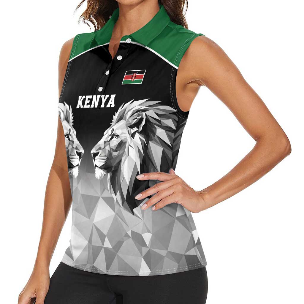 Kenya Rugby Custom Women Sleeveless Polo Shirt Black Kenyan 22-23 Motif - Wonder Print Shop