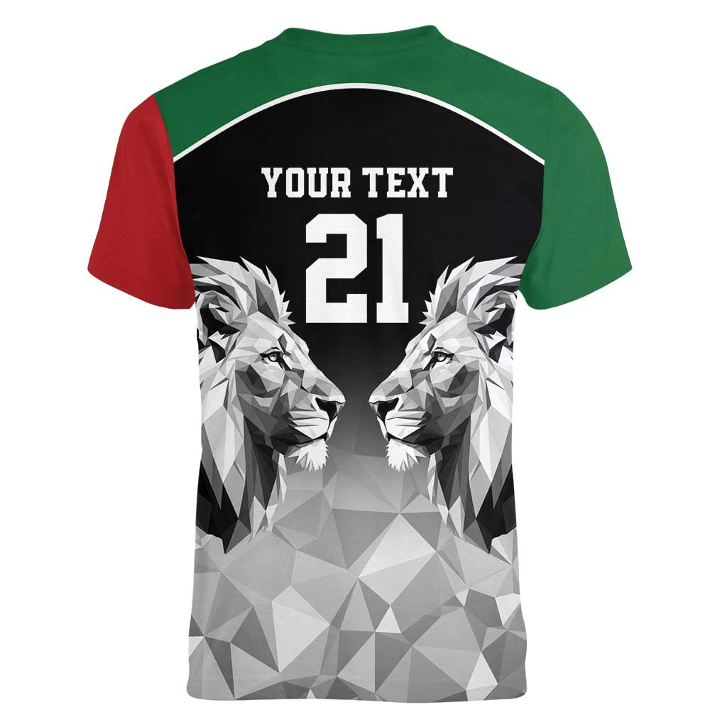 Kenya Rugby Custom Women V-Neck T-Shirt Black Kenyan 22-23 Motif - Wonder Print Shop