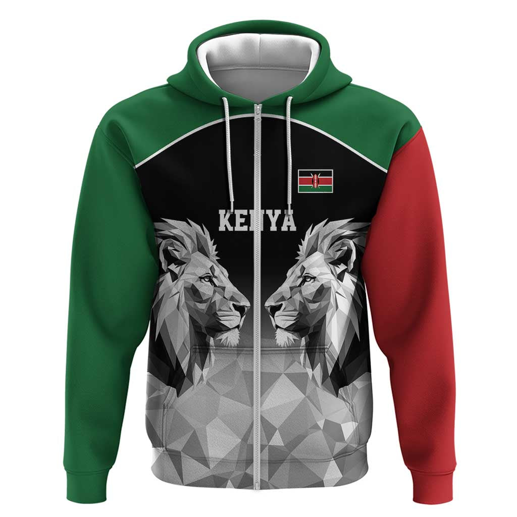 Kenya Rugby Custom Zip Hoodie Black Kenyan 22-23 Motif - Wonder Print Shop