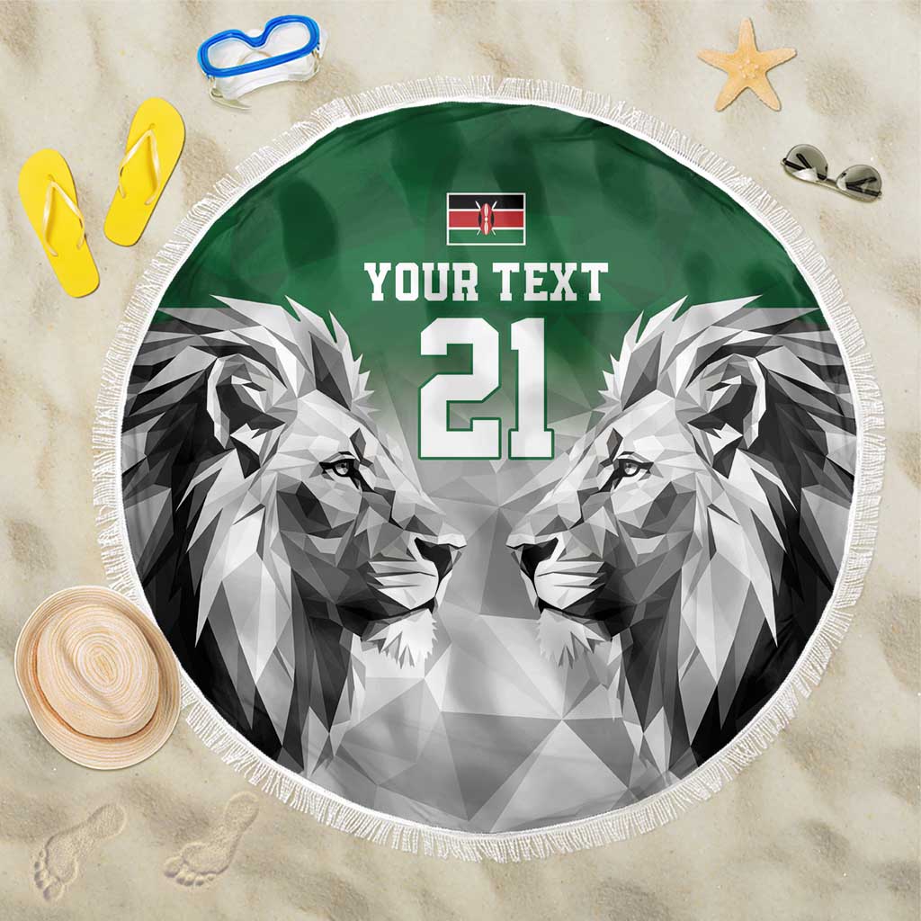Kenya Rugby Custom Beach Blanket Green Kenyan 22-23 Motif - Wonder Print Shop
