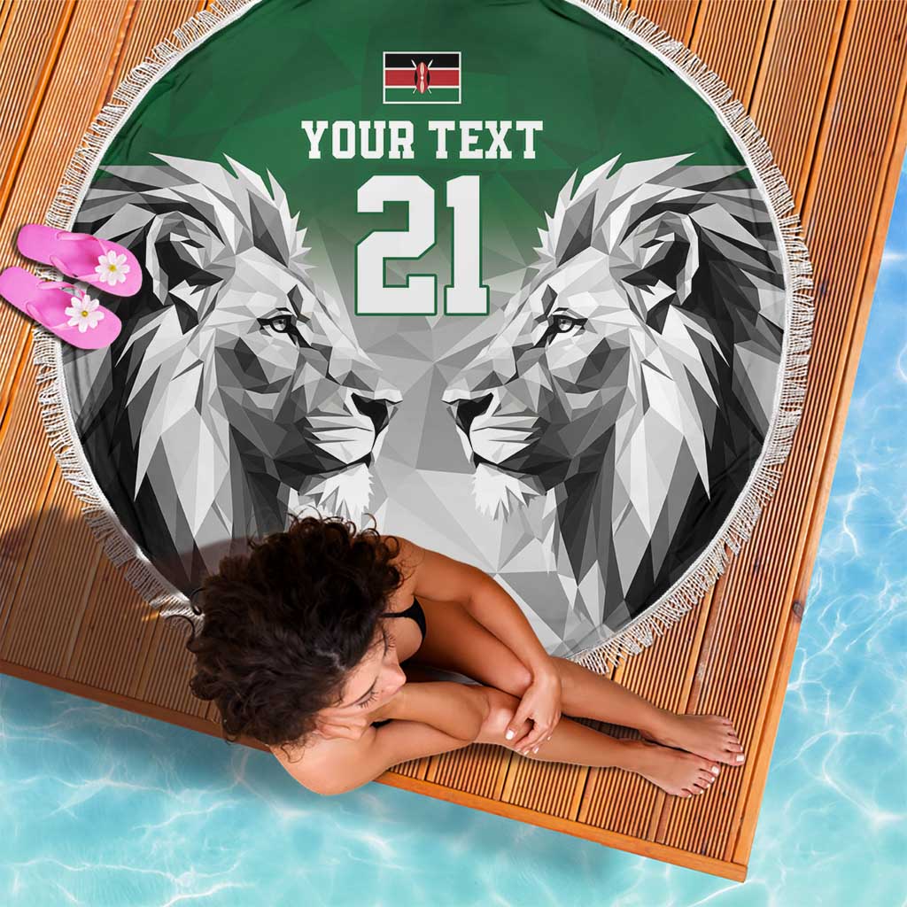 Kenya Rugby Custom Beach Blanket Green Kenyan 22-23 Motif - Wonder Print Shop