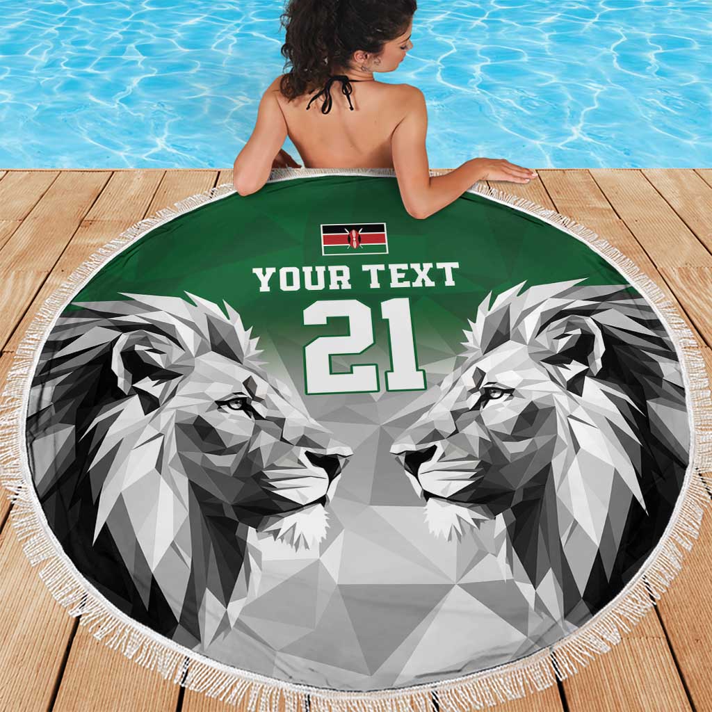 Kenya Rugby Custom Beach Blanket Green Kenyan 22-23 Motif - Wonder Print Shop
