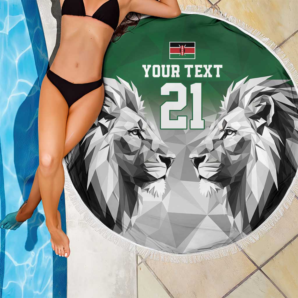 Kenya Rugby Custom Beach Blanket Green Kenyan 22-23 Motif - Wonder Print Shop