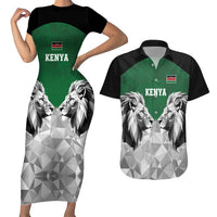 Kenya Rugby Custom Couples Matching Short Sleeve Bodycon Dress and Hawaiian Shirt Green Kenyan 22-23 Motif - Wonder Print Shop