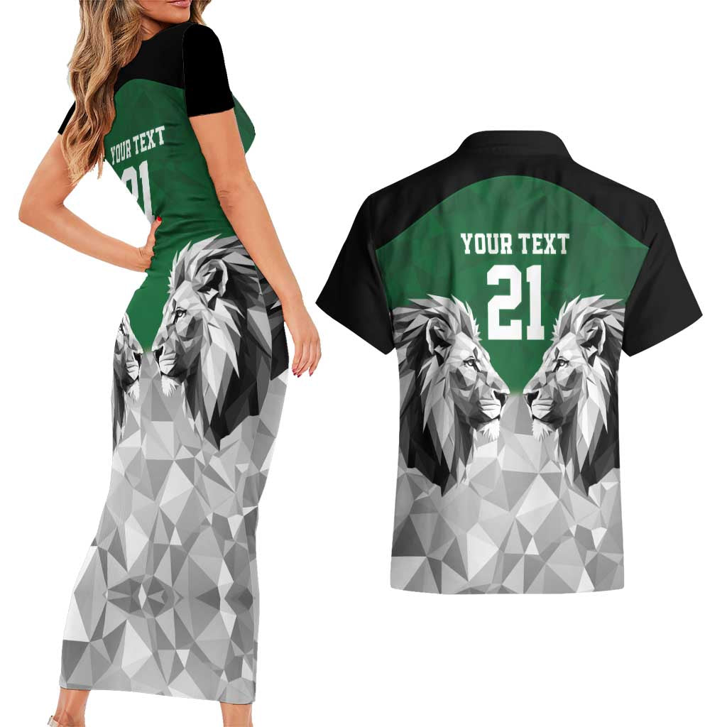 Kenya Rugby Custom Couples Matching Short Sleeve Bodycon Dress and Hawaiian Shirt Green Kenyan 22-23 Motif - Wonder Print Shop