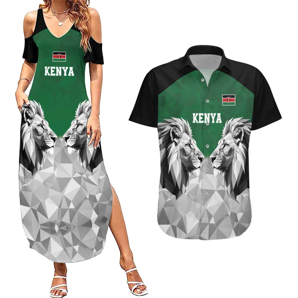 Kenya Rugby Custom Couples Matching Summer Maxi Dress and Hawaiian Shirt Green Kenyan 22-23 Motif - Wonder Print Shop