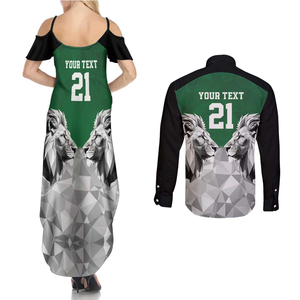 Kenya Rugby Custom Couples Matching Summer Maxi Dress and Long Sleeve Button Shirt Green Kenyan 22-23 Motif - Wonder Print Shop