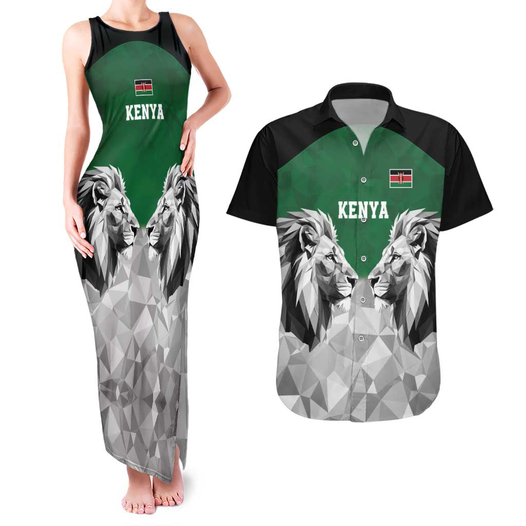 Kenya Rugby Custom Couples Matching Tank Maxi Dress and Hawaiian Shirt Green Kenyan 22-23 Motif - Wonder Print Shop