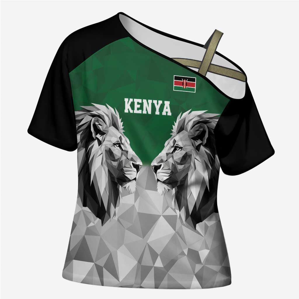 Kenya Rugby Custom Cross Shoulder Shirt Green Kenyan 22-23 Motif - Wonder Print Shop