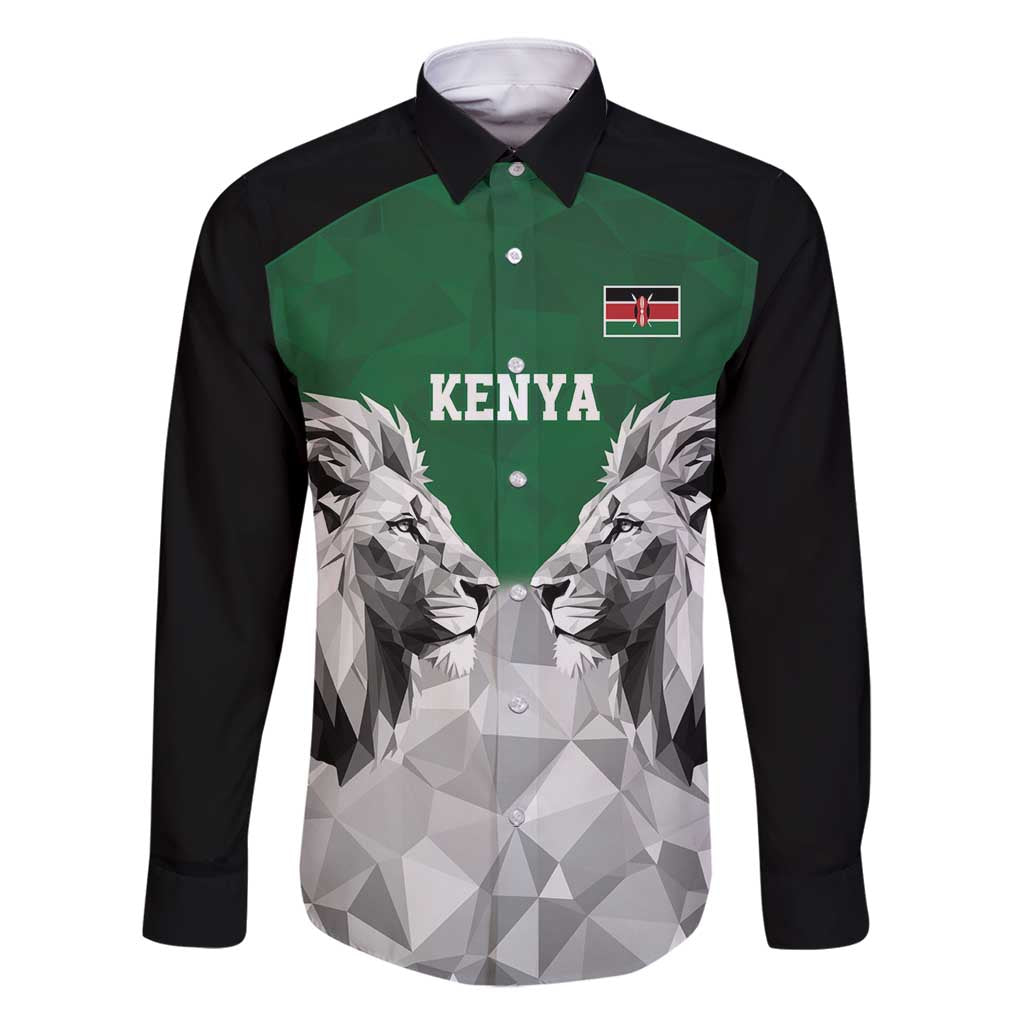 Kenya Rugby Custom Family Matching Long Sleeve Bodycon Dress and Hawaiian Shirt Green Kenyan 22-23 Motif - Wonder Print Shop