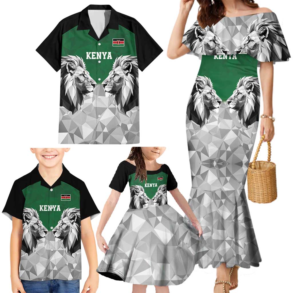 Kenya Rugby Custom Family Matching Mermaid Dress and Hawaiian Shirt Green Kenyan 22-23 Motif - Wonder Print Shop
