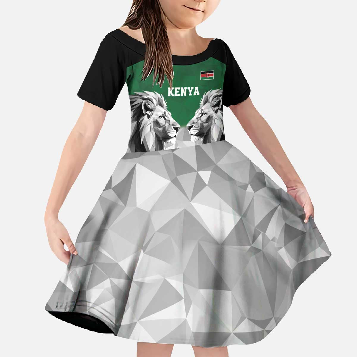 Kenya Rugby Custom Family Matching Off The Shoulder Long Sleeve Dress and Hawaiian Shirt Green Kenyan 22-23 Motif - Wonder Print Shop