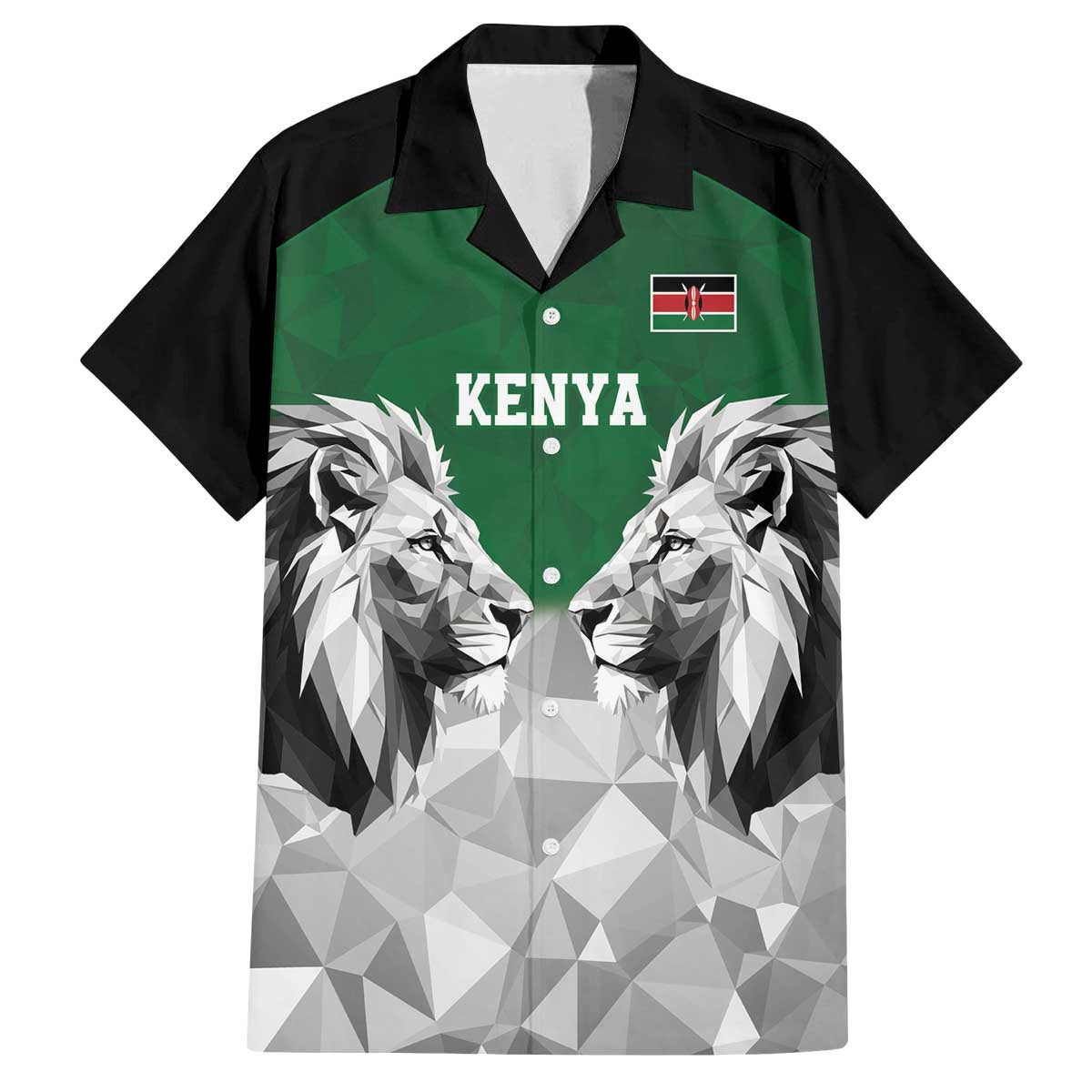 Kenya Rugby Custom Family Matching Off The Shoulder Long Sleeve Dress and Hawaiian Shirt Green Kenyan 22-23 Motif - Wonder Print Shop