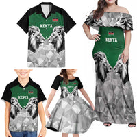 Kenya Rugby Custom Family Matching Off Shoulder Maxi Dress and Hawaiian Shirt Green Kenyan 22-23 Motif - Wonder Print Shop