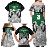 Kenya Rugby Custom Family Matching Off Shoulder Maxi Dress and Hawaiian Shirt Green Kenyan 22-23 Motif - Wonder Print Shop