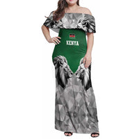 Kenya Rugby Custom Family Matching Off Shoulder Maxi Dress and Hawaiian Shirt Green Kenyan 22-23 Motif - Wonder Print Shop