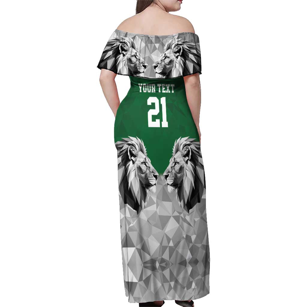 Kenya Rugby Custom Family Matching Off Shoulder Maxi Dress and Hawaiian Shirt Green Kenyan 22-23 Motif - Wonder Print Shop