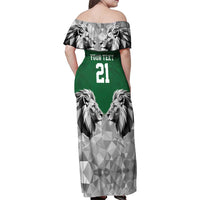 Kenya Rugby Custom Family Matching Off Shoulder Maxi Dress and Hawaiian Shirt Green Kenyan 22-23 Motif - Wonder Print Shop