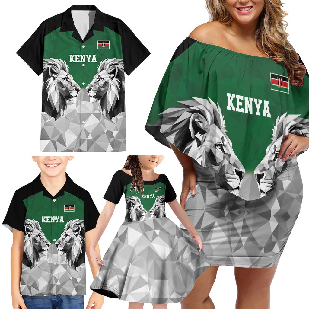 Kenya Rugby Custom Family Matching Off Shoulder Short Dress and Hawaiian Shirt Green Kenyan 22-23 Motif - Wonder Print Shop