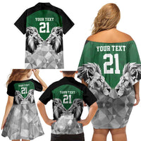 Kenya Rugby Custom Family Matching Off Shoulder Short Dress and Hawaiian Shirt Green Kenyan 22-23 Motif - Wonder Print Shop