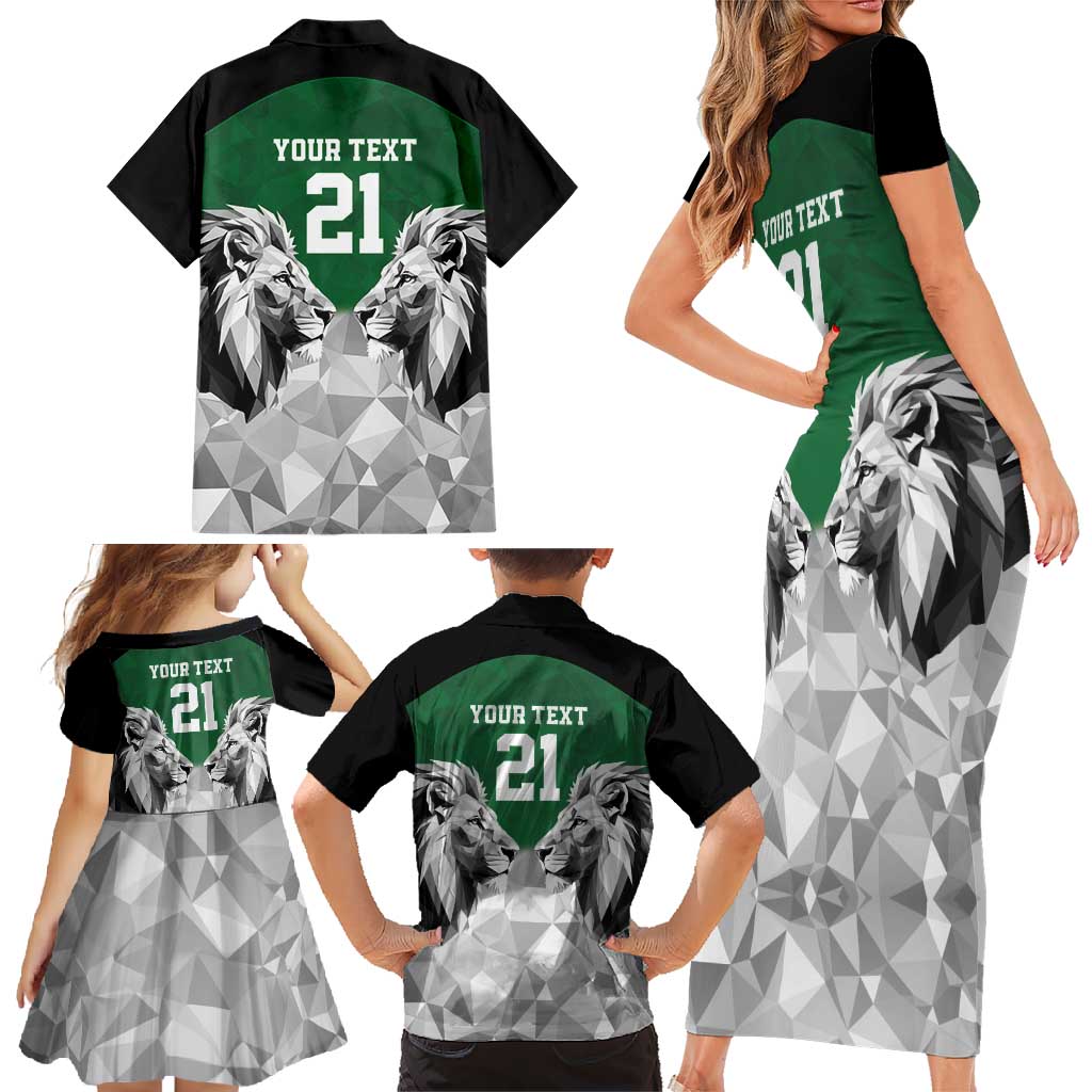 Kenya Rugby Custom Family Matching Short Sleeve Bodycon Dress and Hawaiian Shirt Green Kenyan 22-23 Motif - Wonder Print Shop