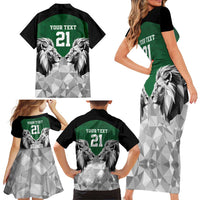 Kenya Rugby Custom Family Matching Short Sleeve Bodycon Dress and Hawaiian Shirt Green Kenyan 22-23 Motif - Wonder Print Shop