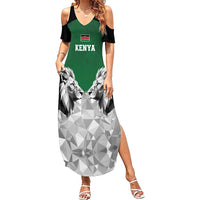 Kenya Rugby Custom Family Matching Summer Maxi Dress and Hawaiian Shirt Green Kenyan 22-23 Motif - Wonder Print Shop