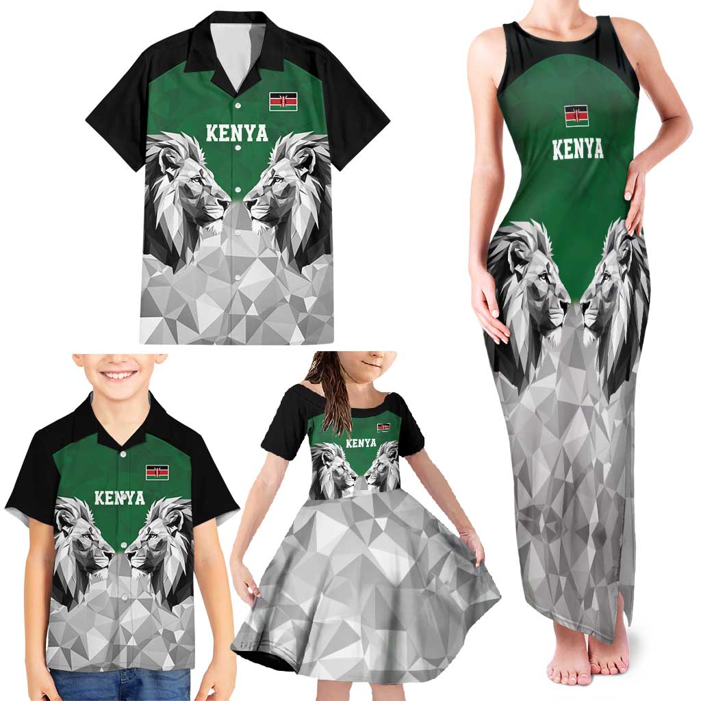 Kenya Rugby Custom Family Matching Tank Maxi Dress and Hawaiian Shirt Green Kenyan 22-23 Motif - Wonder Print Shop