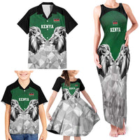 Kenya Rugby Custom Family Matching Tank Maxi Dress and Hawaiian Shirt Green Kenyan 22-23 Motif - Wonder Print Shop