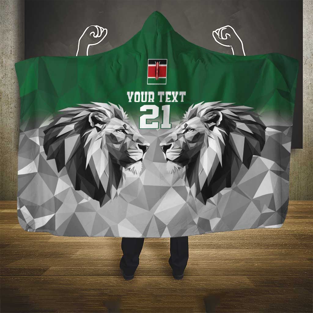 Kenya Rugby Custom Hooded Blanket Green Kenyan 22-23 Motif - Wonder Print Shop