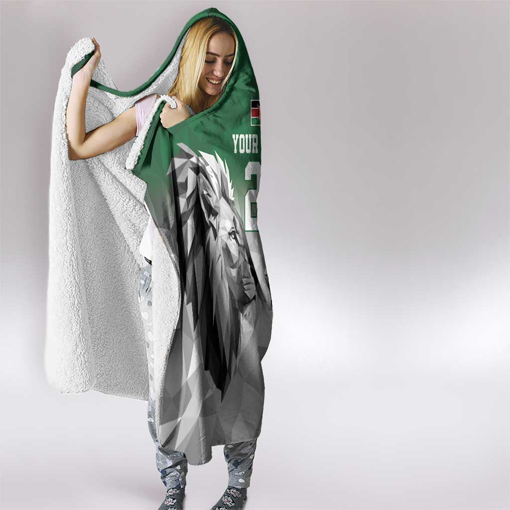 Kenya Rugby Custom Hooded Blanket Green Kenyan 22-23 Motif - Wonder Print Shop