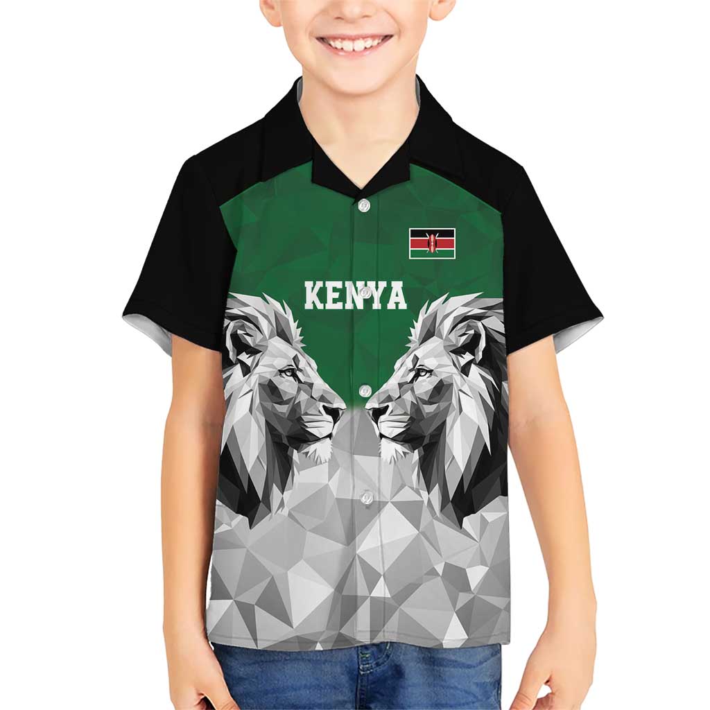 Kenya Rugby Custom Kid Hawaiian Shirt Green Kenyan 22-23 Motif - Wonder Print Shop