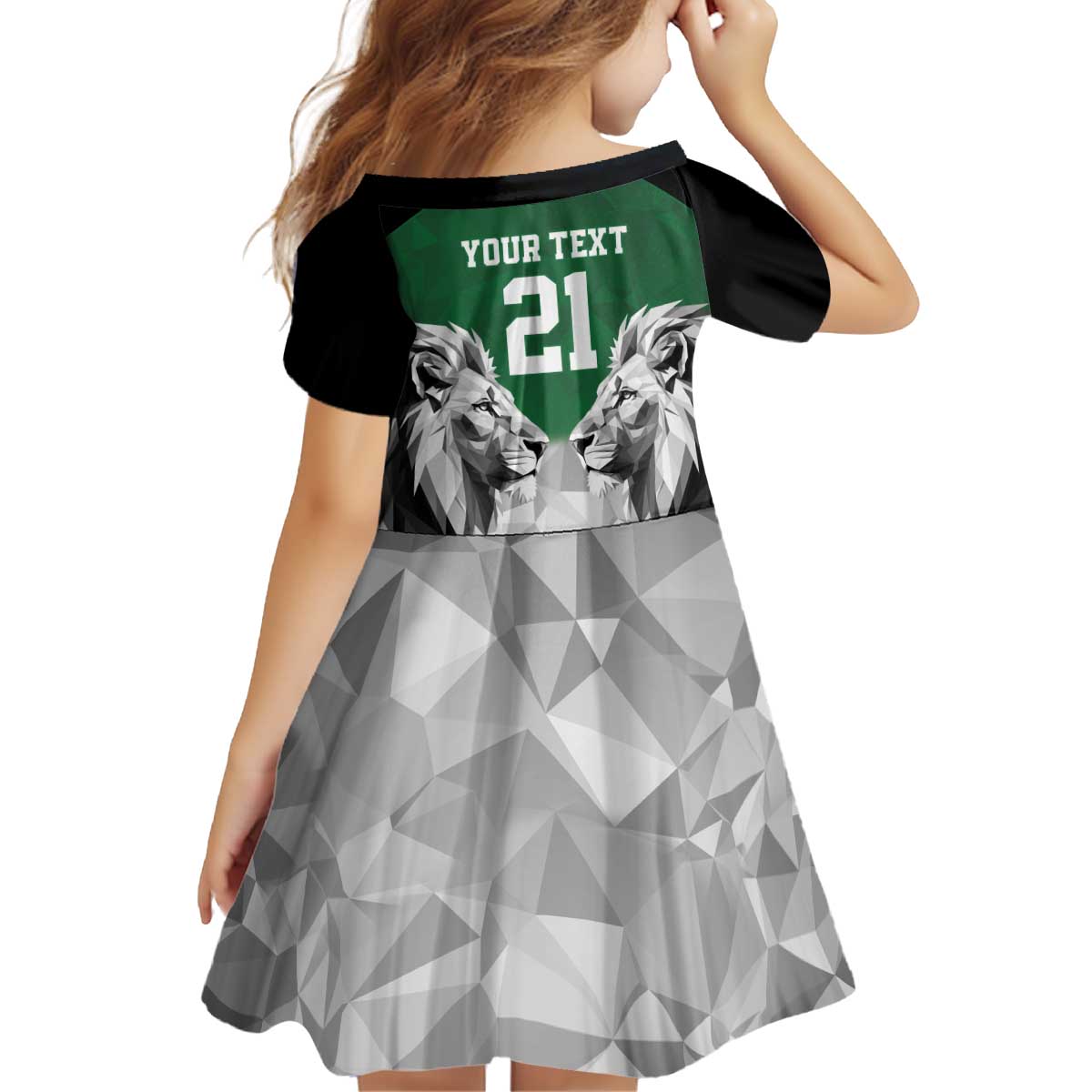 Kenya Rugby Custom Kid Short Sleeve Dress Green Kenyan 22-23 Motif - Wonder Print Shop