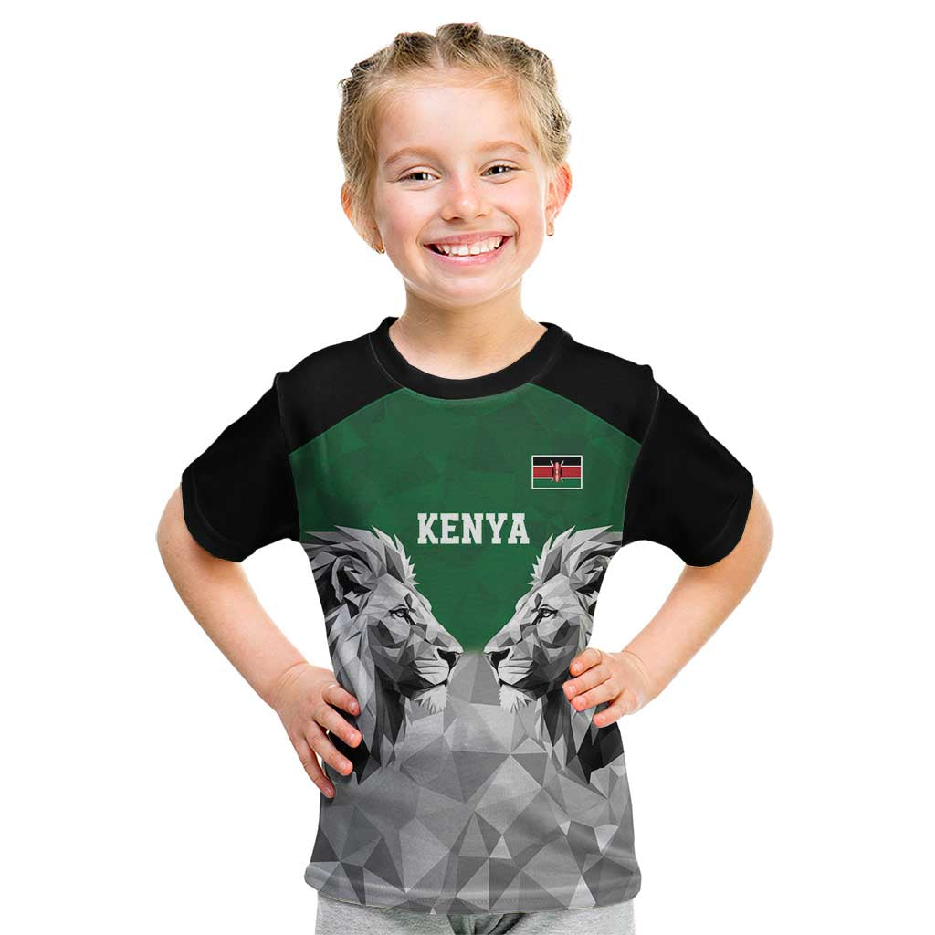 Kenya Rugby Custom Kid T Shirt Green Kenyan 22-23 Motif - Wonder Print Shop