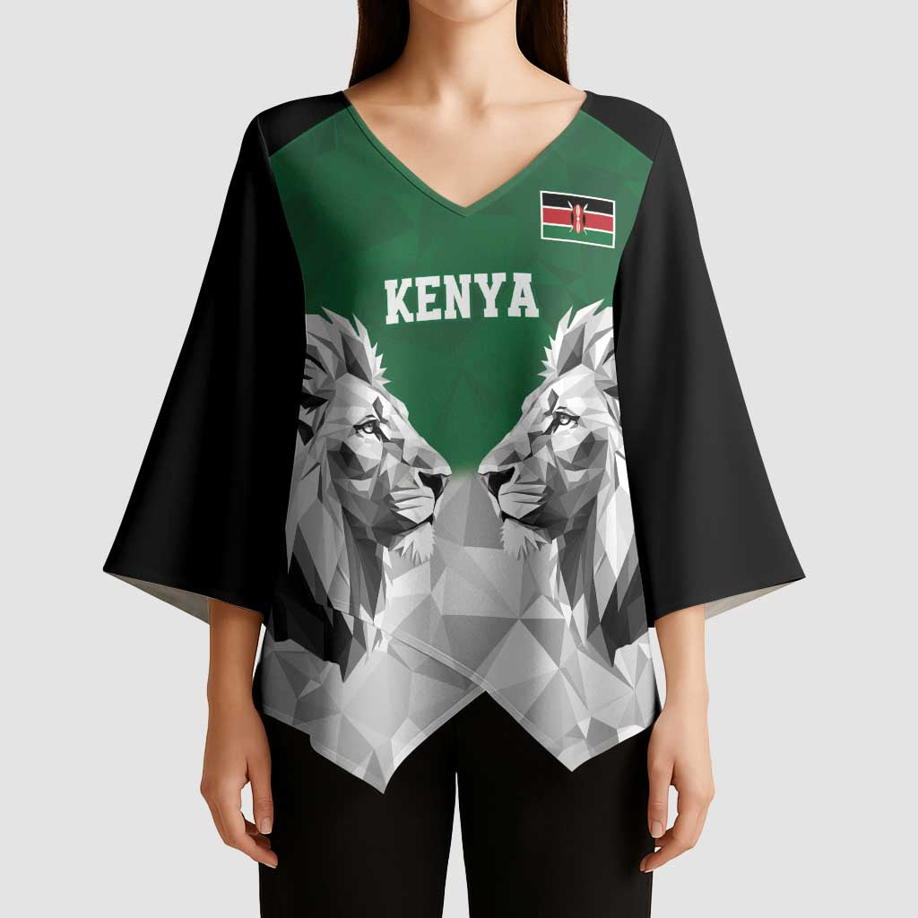 Kenya Rugby Custom Kimono Sleeve Blouse Green Kenyan 22-23 Motif - Wonder Print Shop