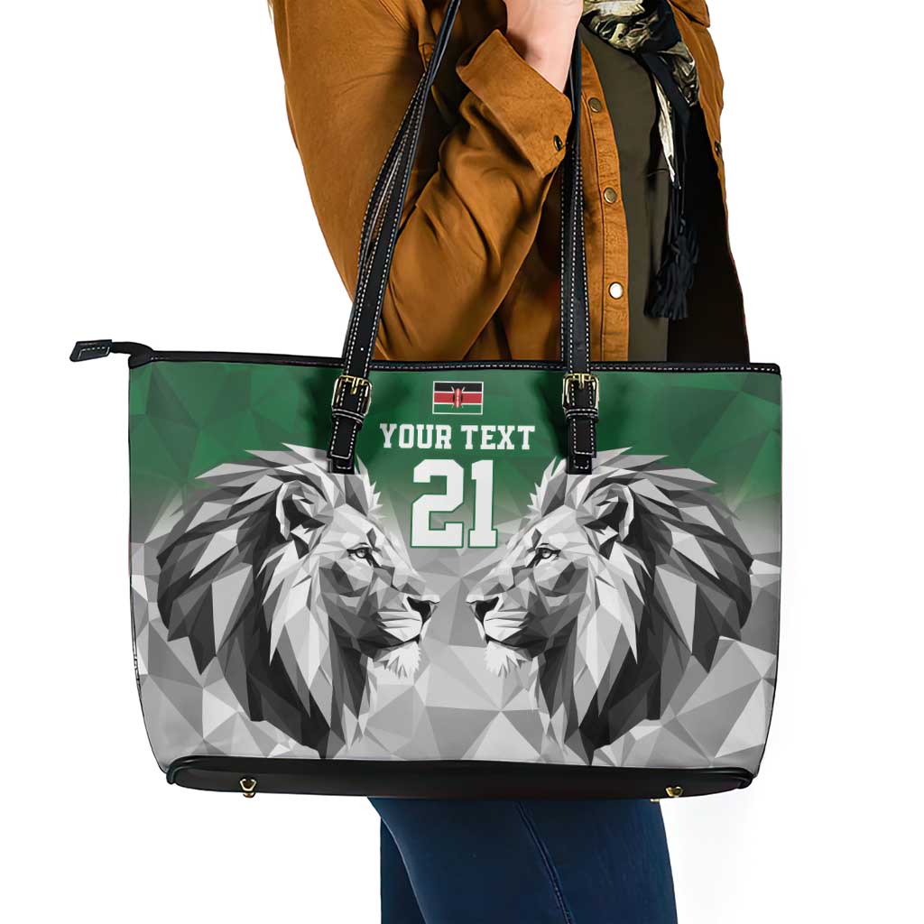 Kenya Rugby Custom Leather Tote Bag Green Kenyan 22-23 Motif - Wonder Print Shop
