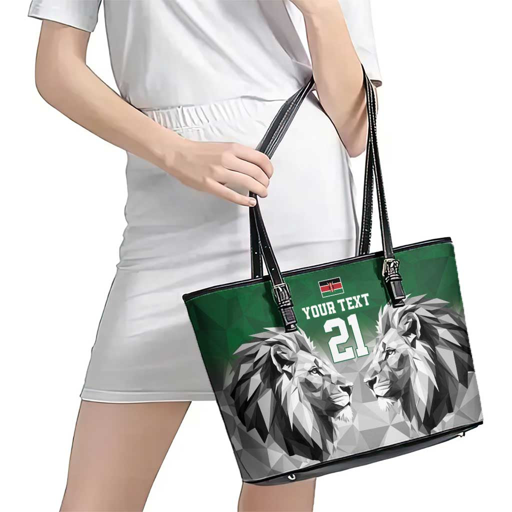 Kenya Rugby Custom Leather Tote Bag Green Kenyan 22-23 Motif - Wonder Print Shop