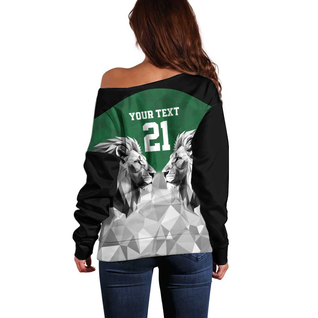 Kenya Rugby Custom Off Shoulder Sweater Green Kenyan 22-23 Motif - Wonder Print Shop