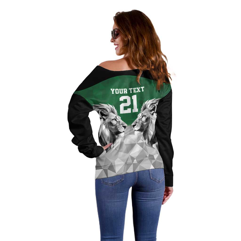 Kenya Rugby Custom Off Shoulder Sweater Green Kenyan 22-23 Motif - Wonder Print Shop
